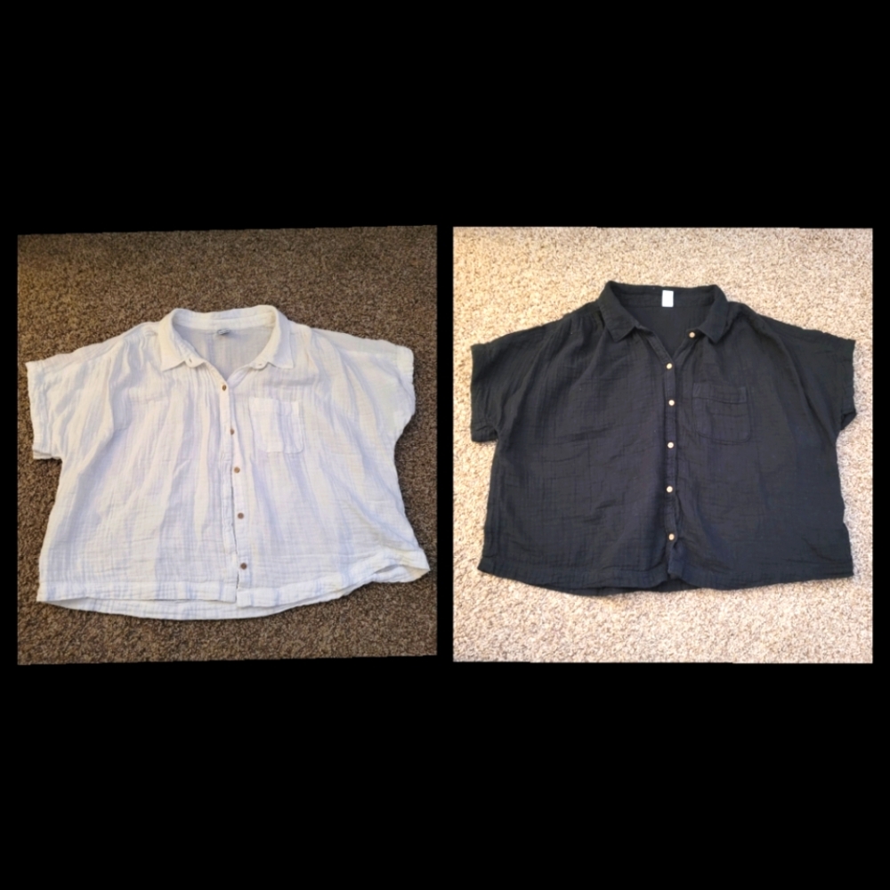 Kids' White and Black Button-Up Shirts